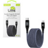 Lime Successories Lime USB-C Type C To USB-C Type C 6A ��������-Data Durable Magnetic Braided With Led Display 1.2m LBMLCC01 120W GREY