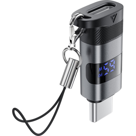 Acefast - Adapter - With Digital Display, Type-C To USB-C, 480Mbps, 20V/5A, Fast Charge, Data Transmission - Metal Gray - (J9)