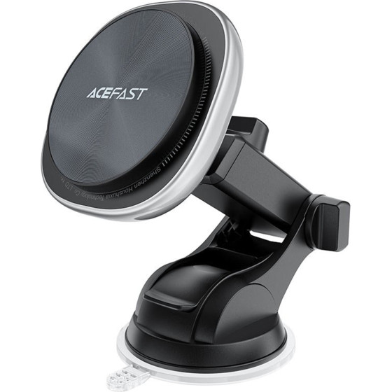 Acefast - Car Holder With Wireless Charging - For Dashboard, Magnetic Grip, USB-C, 15W, For 4.7 - 6.9'' Phones - Silver - (D42)