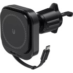 Acefast - Car Holder With Wireless Charging - For iPhone, MagSafe, Retractable Cable, For Air Vent, USB-C, 85cm - Black - (D32)