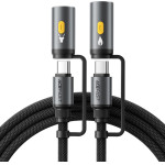 Acefast - Data Cable - Multifunction, Fast Charging, Type-C/Led Light To Type-C/Cigarette Lighter, 60W, 3A, 1.2m - Black - (J4)
