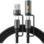 Acefast - Data Cable - Multifunction, Fast Charging, USB/USB-C To Type-C/Cigarette Lighter, 60W, 3A, 1.2m - Black - (J6)