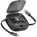 Acefast - Data Cable - Travel Set With Retractable Cable 2x USB-C, USB, Lightning, Micro-USB, TF, 60W, 3A, 0.95m - Black - (J3)