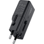 Acefast - Travel Adapter - GaN, Type-C, EU, UK, AU, US, PD30W, Multifunctional Fast Charger, Mini Design - Black - (Z7)