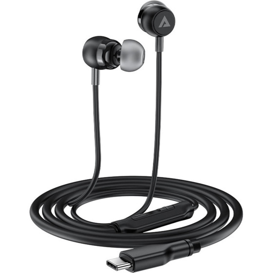 Acefast - Wired Earphones (L8) - Type-C, In-Ear Design, With Microphone, Control Remote, Flexible, Silicone, 1.2m - Black