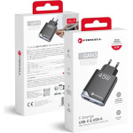 FORCELL F-Energy Gan Iii B245202(1A1C) Ultra Slim Travel Charger 1 x Typ C + 1 x Usb A Pd QC4.0 3A 45W black