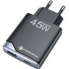 FORCELL F-Energy Gan Iii B245202(1A1C) Ultra Slim Travel Charger 1 x Typ C + 1 x Usb A Pd QC4.0 3A 45W black