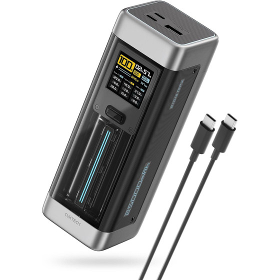 Cuktech Powerbank 210W 25000mAh Power Bank 2 x USB-C 1 x USB-A - Black - (CUK00P23GLBK)