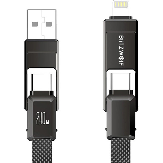 BlitzWolf 4-��-1 ������� USB+C+Lightning 240W 1.2m (�����) - (BW-HDC7)
