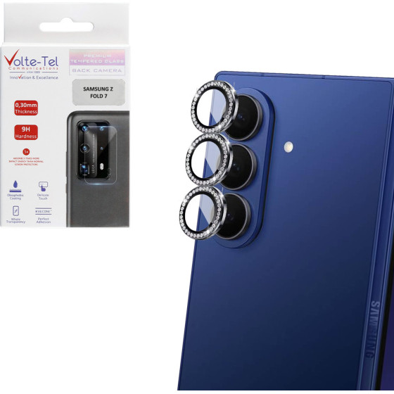 VOLTE-TEL CAMERA GLASS COVER SAMSUNG Z FOLD 7 5G F966 8.0'' 9H 0.33MM EASY APPLICATION WITH STRASS BLACK