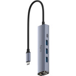 CUDY interface hub USB 3.2 Gen 1 (3.1 Gen 1) Type-C 5000 Mbit/s Grey, Silver - (UH605)