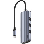 CUDY interface hub USB 3.2 Gen 1 (3.1 Gen 1) Type-C 5000 Mbit/s Grey, Silver - (UH606)