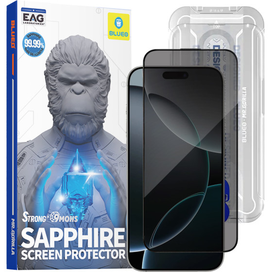 Blueo - Premium Sapphire Non Breaking / Scratching 9H Glass - iPhone 16 Pro / iPhone 17 / iPhone 17 Pro - Privacy