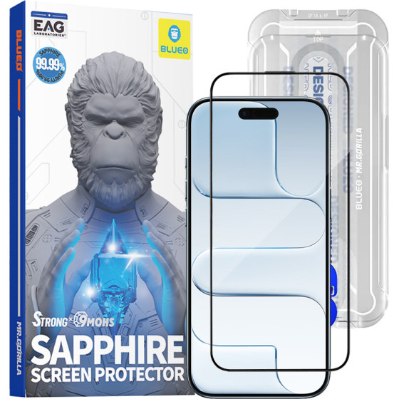 Blueo - Premium Sapphire Non Breaking / Scratching 9H Glass - iPhone 17 Air - Black
