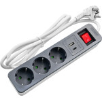LAMTECH 3WAY SURGE PROTECTOR WITH 1xTYPE-C 1xUSB 3xSCHUKO BLACK/WHITE 1.5M OEM - (LAM980336)