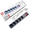LAMTECH 5WAY SURGE PROTECTOR WITH 1xTYPE-C 1xUSB 5xSCHUKO BLACK/WHITE 1.5M OEM - (LAM980329)