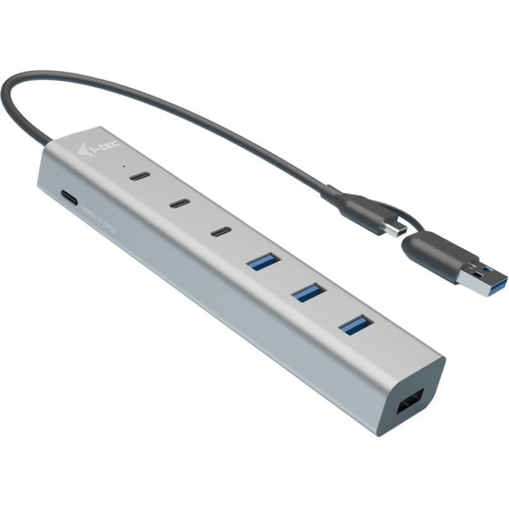 I-Tec USB-A/USB-C Metal Charging Hub 7x port/ 3x USB-C 3.0/ 4x Usb 3.0/ Kovovy - (CAHUBMETAL7)