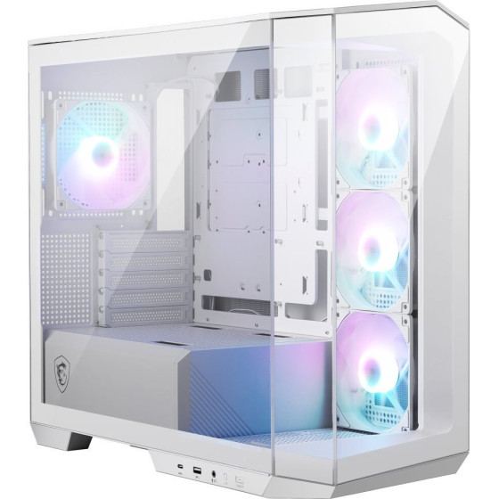 MSI Case Mag Pano M100R Pz White/ No PSU/ Left And Front glass/ 4x 120 Mm A-Rgb fan/ 1x USB-C/ 1x USB3.2 - (306-7G24R28-HH9)