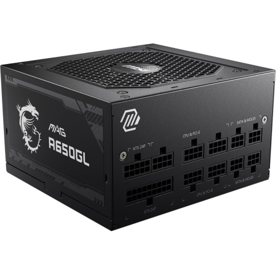 MSI Psu Mag A650GL/ 650W/ ATX/ act. PFC/ 7 Let warranty/ 120mm fan/ modular/ 80PLus Gold - (306-7ZP8C11-CE0)