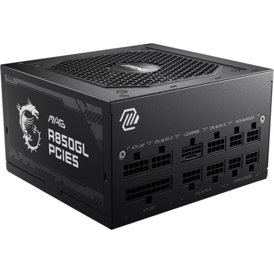 MSI Psu Mag A850GL PCIE5 II/ 850W/ ATX3.1/ act. PFC/ 7 Let warranty/ 120mm fan/ modular/ 80PLus Gold - (306-7ZP8D11-CE0)