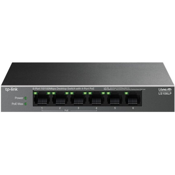 TP-Link Switch 2x LAN, 4x Lan With PoE, 41W - (LS106LP)