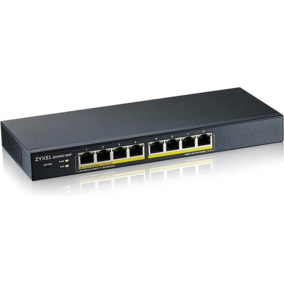 Zyxel GS1900-8HP v3, 8-Port Gbe L2 Poe Smart Switch, 802.3at, desktop, fanless, 70 Watt - (GS1900-8HP-EU0103F)