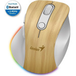 Genius Ergo 9000S Pine Wood/ Dual Bluetooth + 2,4GHz/ 2400 dpi/ wireless/ 6buttons/ Silent - (31030039407)