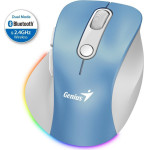 Genius Ergo 9000S Pro Light Blue/ Dual Bluetooth + 2,4GHz/ 2400 dpi/ wireless/ 6buttons/ Silent - (31030039401)