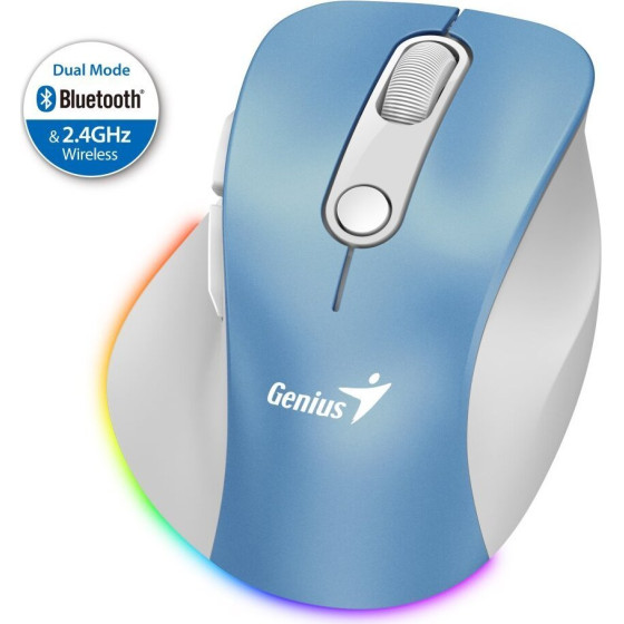 Genius Ergo 9000S Pro Light Blue/ Dual Bluetooth + 2,4GHz/ 2400 dpi/ wireless/ 6buttons/ Silent - (31030039401)