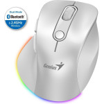 Genius Ergo 9000S Pro Pearl White/ Dual Bluetooth + 2,4GHz/ 2400 dpi/ wireless/ 6buttons/ Silent - (31030039400)