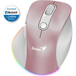 Genius Ergo 9000S Pro Pink/ Dual Bluetooth + 2,4GHz/ 2400 dpi/ wireless/ 6buttons/ Silent - (31030039403)