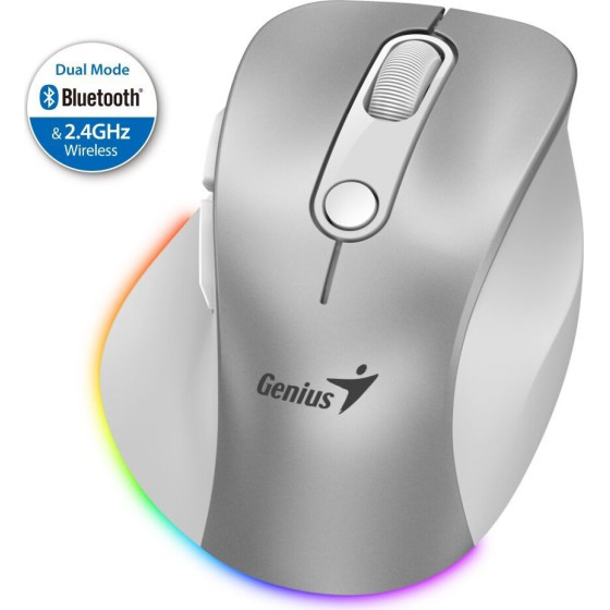 Genius Ergo 9000S Pro Silver/ Dual Bluetooth + 2,4GHz/ 2400 dpi/ wireless/ 6buttons/ Silent - (31030039402)