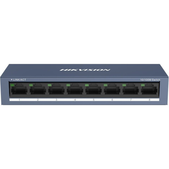 Hikvision Switch DS-3E0108-O/ 8x port/ 10/100/1000MBps RJ45 porty/ 1.6 Gbps/ Napajeni 5 Vdc (1A) - (301802493)