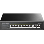 Strong Switch SW8010POE+/ 8x Port Gigabit POE+/ 2x Ggabit Uplink port/ IEEE802.3af/at/ Kovove sasi/ Cerny - (SW8010POE+)