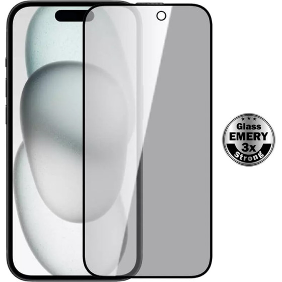 POWERTECH tempered glass Emery Private 5D ��� iPhone 15 Plus, full glue - (TGC-0773)