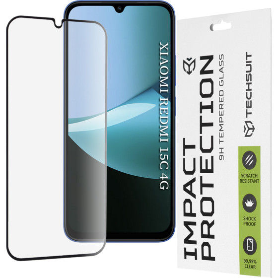 Techsuit - 111D Full Cover / Full Glue Glass - Xiaomi Redmi 15C 4G / Redmi 15C 5G - Black