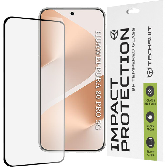 Techsuit - 111D Full Cover / Full Glue Glass / 3D Curved Screen - Huawei Pura 80 Pro - Black