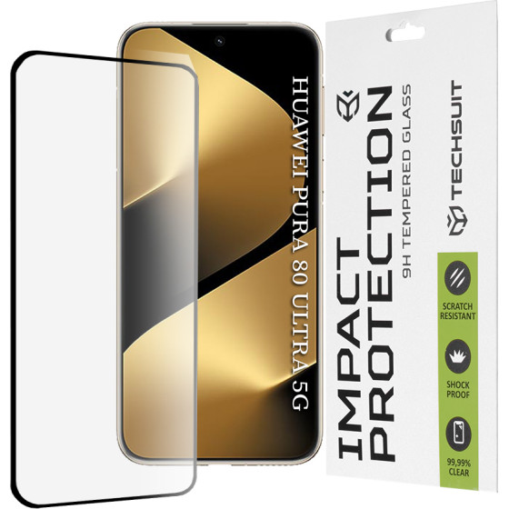 Techsuit - 111D Full Cover / Full Glue Glass / 3D Curved Screen - Huawei Pura 80 Ultra - Black
