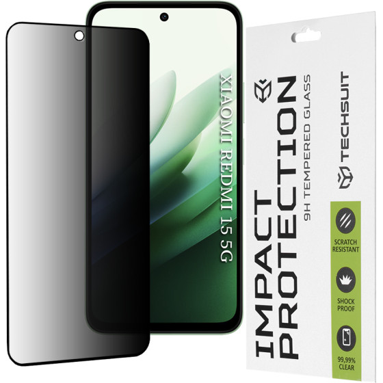 Techsuit - 111D Privacy Full Glue - Xiaomi Redmi 15 4G / Redmi 15 5G - Black