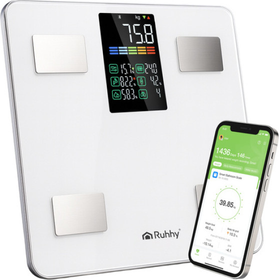 Ruhhy LCD bathroom scale - analytical white 20676 - (18493-0)