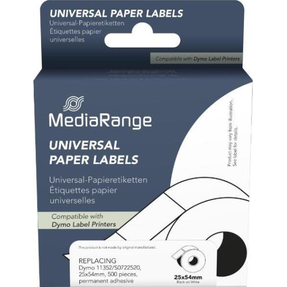 �������� ������� ������ MediaRange (Dymo(R) 11352/S0722520) 25x54mm, Laminated And Permanent Adhesive, 500 pcs, Black On White - (MRDY11352)