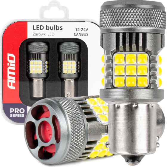 AMiO P21W BA15S 12/24V 6.000K 36x3030 Smd Led CAN-Bus ����� Pro Series 2���. - (03722)