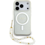 Guess Iml Glitter Pearl Strap Magsafe Case For Iphone 17 Pro Clear - (GUHMP17LHGCRELST)