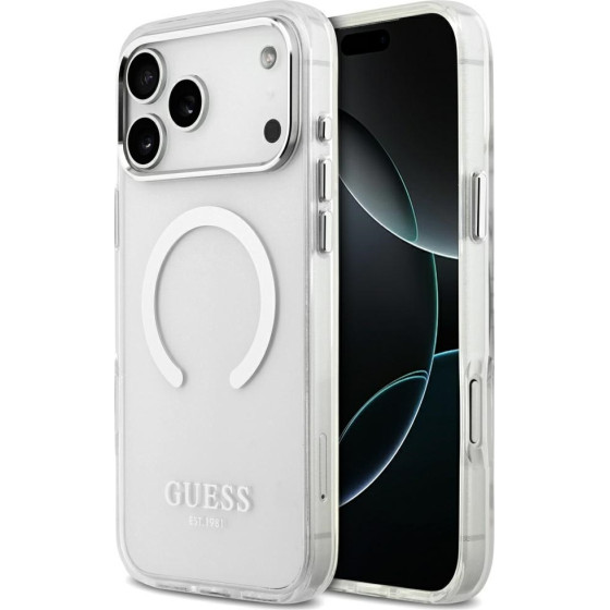 Guess Metal Outline Magsafe Case For Iphone 17 Pro Max Silver - (GUHMP17XHTRMS)