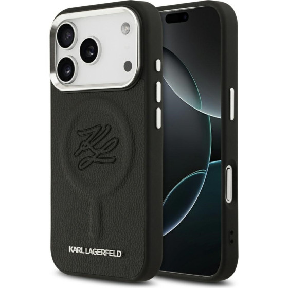 Karl Lagerfeld Initial & Metal Logo Magsafe Case For Iphone 17 Pro Max Black - (KLHMP17XPGFKLRDK)