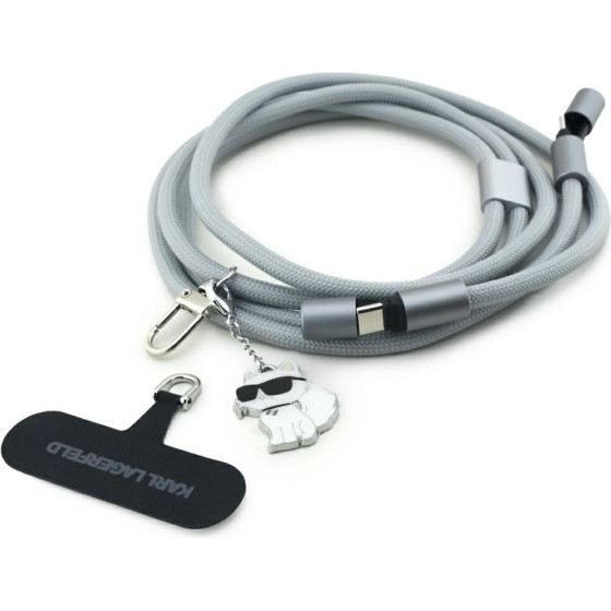Karl Lagerfeld Universal Cbdy Choupette Charm USB-C/USB-C Cable Lanyard Black - (KLCCUCNMSCKIG)