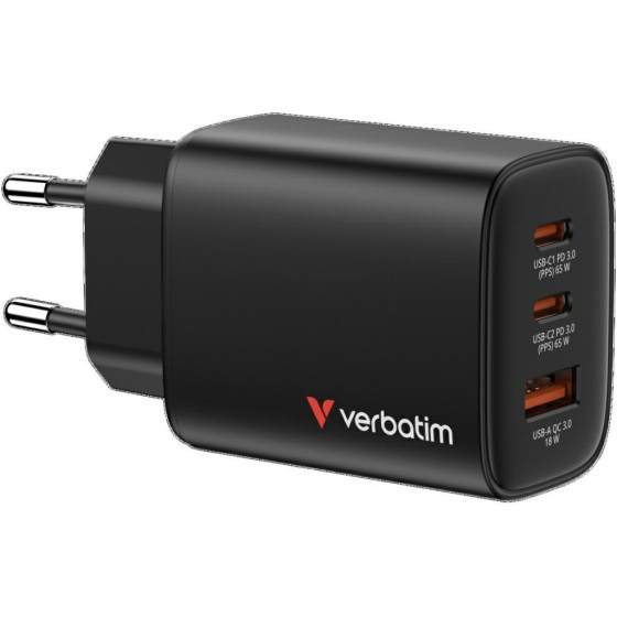 Verbatim Essentials Mains Charger Gan 65W Black - (32352)