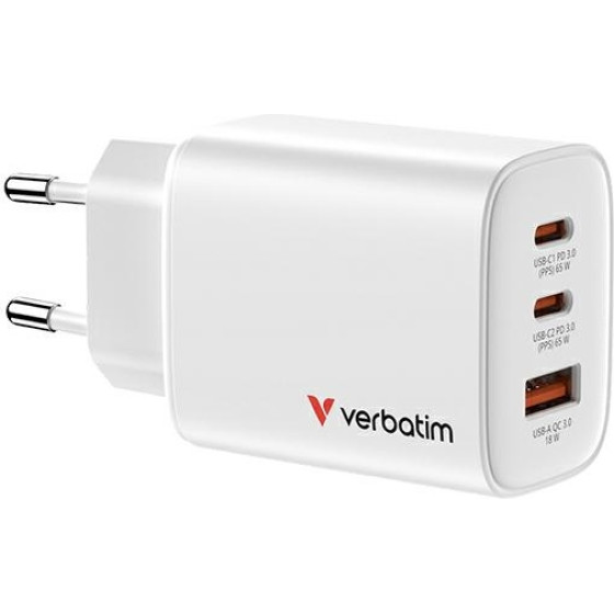 Verbatim Essentials Mains Charger Gan 65W White - (32353)