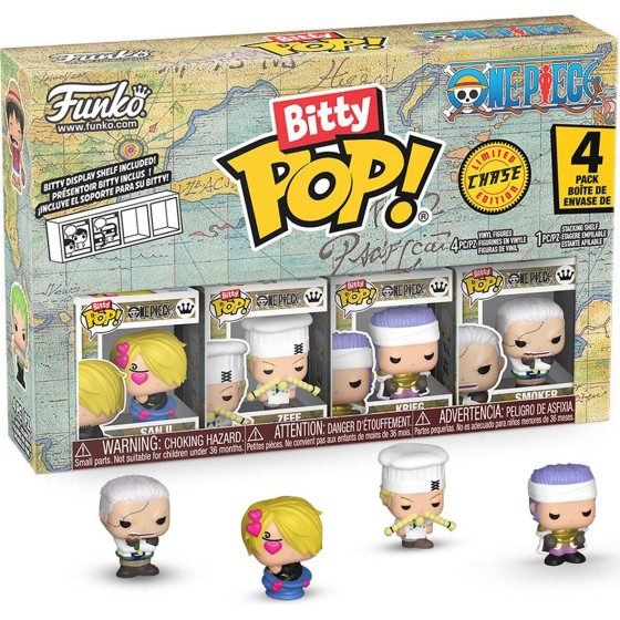 Funko Bitty Pop! 4-Pack: One Piece - Sanji, Zeff, Krieg, Bitty Pop! Chase Vinyl Figures