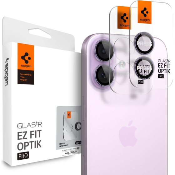 Spigen Camera Cover Optik Pro GLAS.Tr ''Ez FIT'' Camera Protector 2-Pack Iphone 16 / 16 Plus / 17 Purple - (AGL10127)